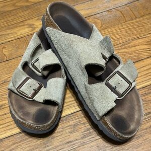 Birkenstock Suede Double Buckle Sandals - Tan